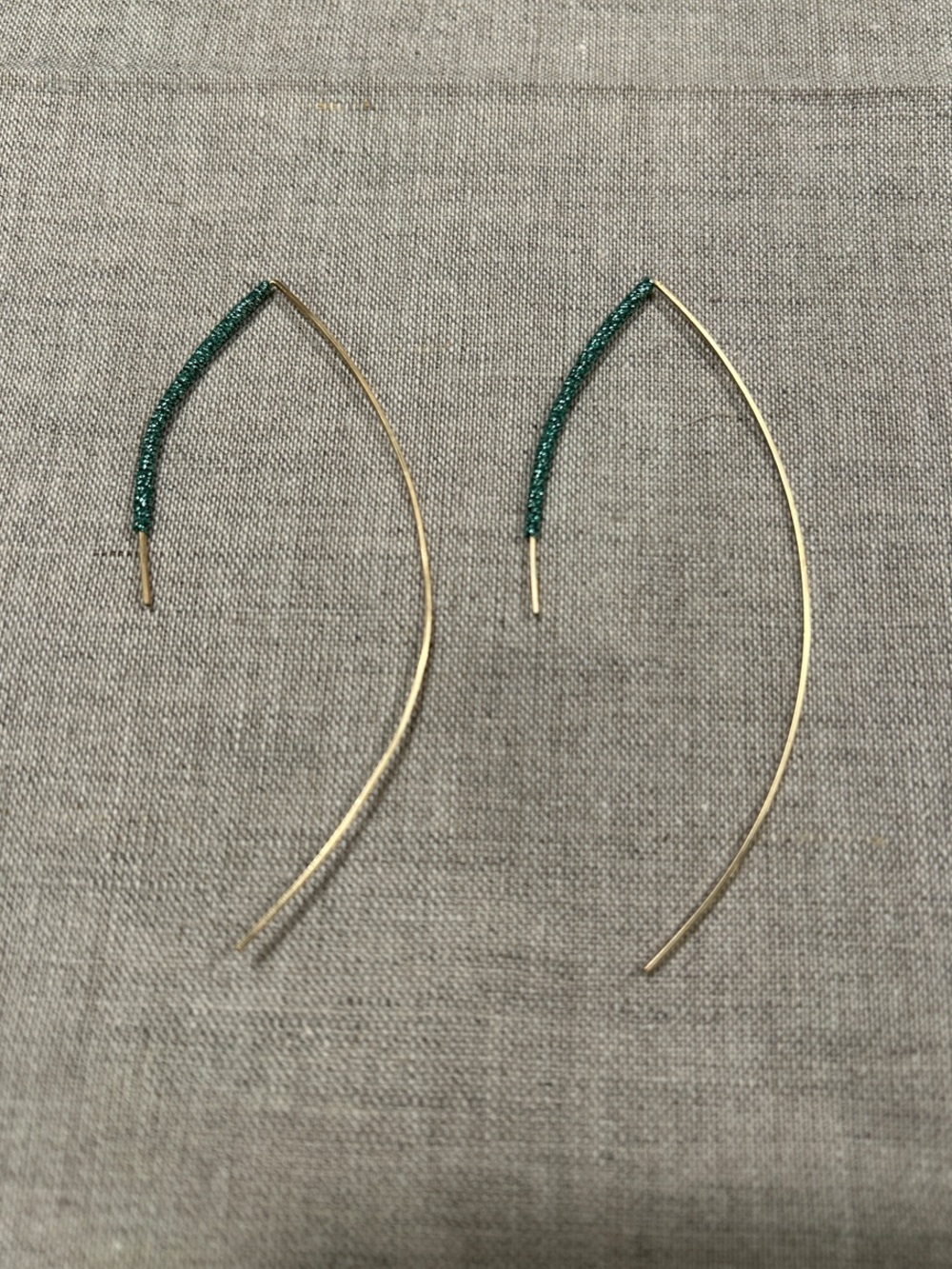 Gold Threader Earrings with Emerald Green Detail